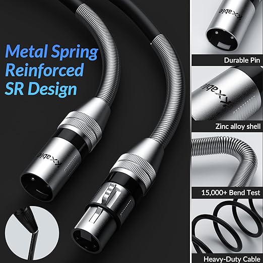 2-Pack DMX Stage Lighting Cable 6FT, 3 Pin XLR Male to Female Cable, Compatible with XLR Microphone Audio Connection, for DJ Moving Head Par Light Mic Mixer, Podcast, 22AWG OFC, 110 Ohms Impedance