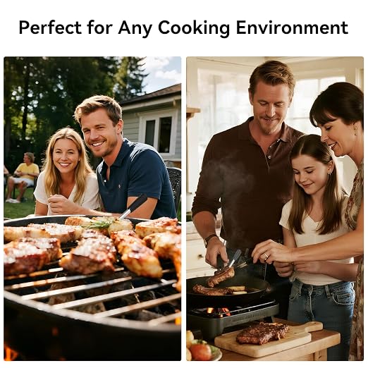 Newise Bluetooth Wireless Meat Thermometer with Smart APP, Long Range & Fast Charge, Digital Food Thermometer for Grill, Oven, Smoker, Perfect Father Day Gifts