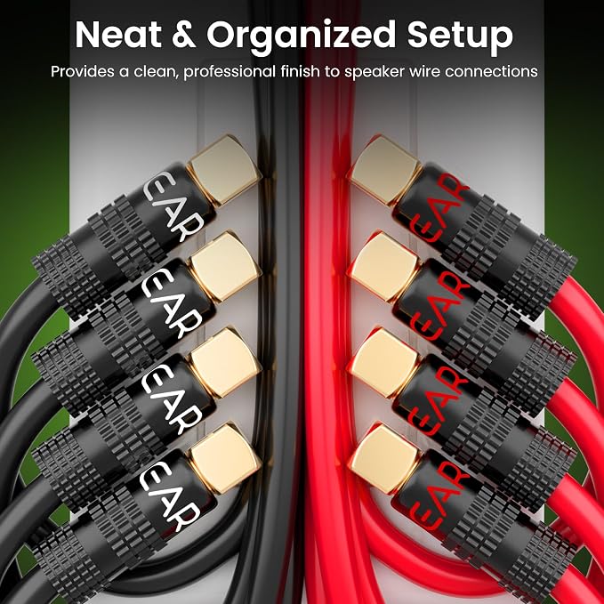 GEARit Right Angle Banana Plugs for Speaker Wire, 6 Pairs 90 Degree Flex Pin Design Speaker Banana Plugs for Wall Plate & Home Theater, Spring Clips, 12-20 AWG