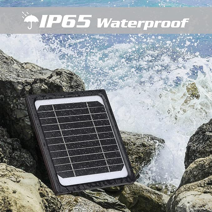 5W 12V Solar Panel for Trail Camera - Waterproof Solar Charger Kit with 5200mAh Battery, Compatible with Game Camera, Hunting & Wildlife Monitoring (2 Pack)