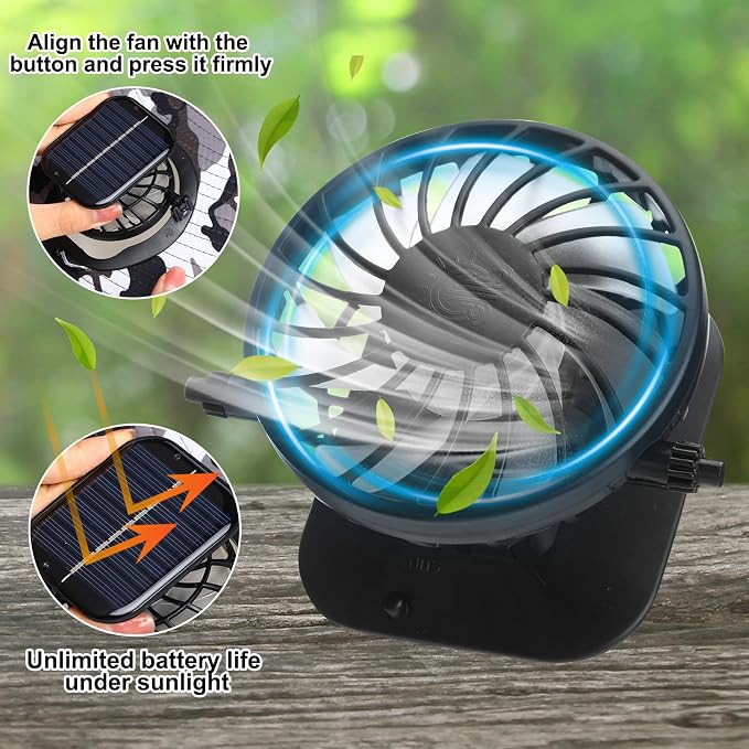 Chuarry Wide Brim Sun Hat with 2 Solar Fans and Neck Flap Outdoor Solar Powered USB Charging Bucket Fishing Hat for Men Women