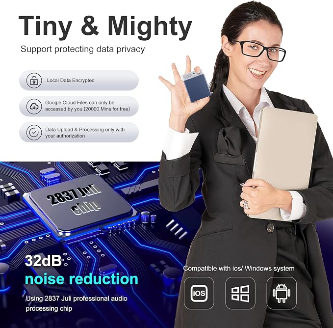 OEQ AI Voice Recorder,64GB AI Speech Processor with Simultaneous Interpretation & Real-timeTranscription Powered by ChatGPT with App Control for Students/Creatives/Journalist in Meetings/Travel,Indigo