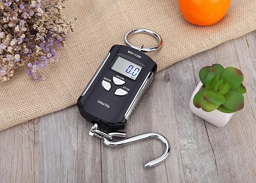 Klau Portable Fish Scale, 200 kg / 400 lb,Black and Silver | Heavy Duty Digital Hanging Scales, LCD Display with Backlight, For Home Farm Market Hunting