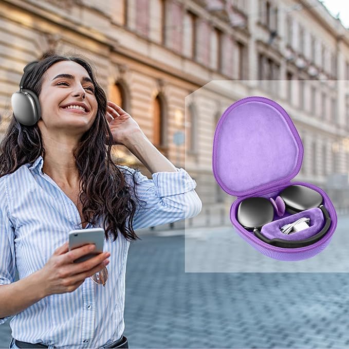 co2CREA Hard Case with Sleep Mode Replacement for Apple AirPods Max 2 / AirPods Max Wireless Over-Ear Headphones (Purple Case)