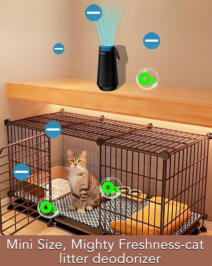 Ozone Generator for Car, 2-in-1 Ozone Machine+ Air Ionizer Purifier to Clean Pet Odor, Smoke Smell, Dust for Travel, Home, Deodorizer,Portable,Filterless, Rechargeable Blue