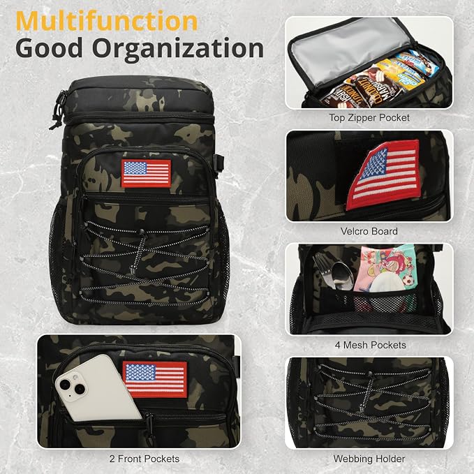 25L Backpack Cooler Keep All Drink Cold for Long Periods of Time Cooler Backpack Insulated Waterproof Portable High Durability Small Cooler Backpack with Compartment for Hiking Camping Beach