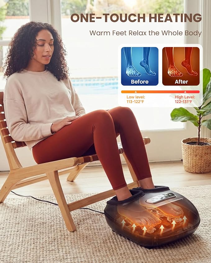 CILI 2026 Upgraded 4-in-1 Heated Foot Massager with Shiatsu, Compression & Vibration, Fathers Day Dad Gifts for Men,Feet Massager Machine with Remote Control, Deep Kneading, Fits Big Feet 14 Men