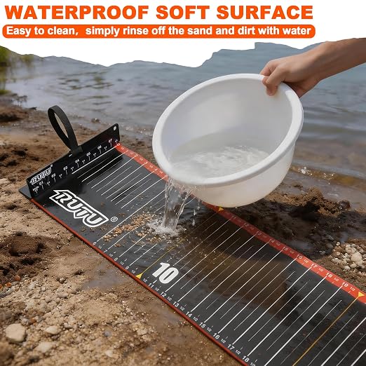 RUTU 53-Inch Fishing Scroll Tape Measure, with 8-Inch Imperial Scale Measuring Board, Fishing Measuring Ruler Tool, Foldable, Waterproof, Suitable for Boats, Kayaks, Rafts and Outdoor Fishing