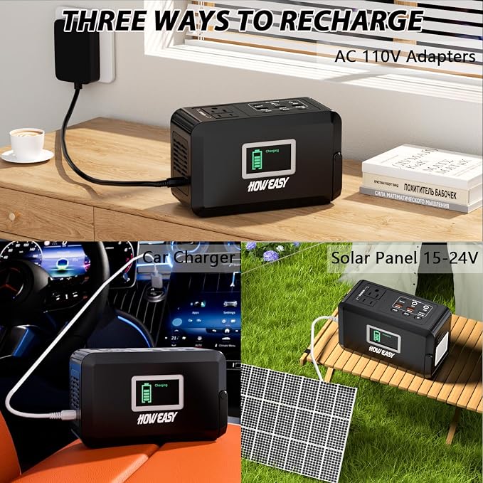 HOWEASY Portable Power Bank, 24000mAh Portable Laptop Charger with 2 110V/120W AC Outlet，Portable Battery Pack & Power Bank for Notebooks, MacBook, Laptops