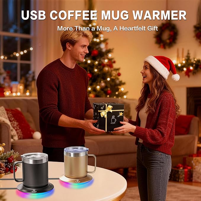 Electric Coffee Mug 12oz Gun Black - Temperature Control Cup Warmer for Desk, 10H Auto-Off