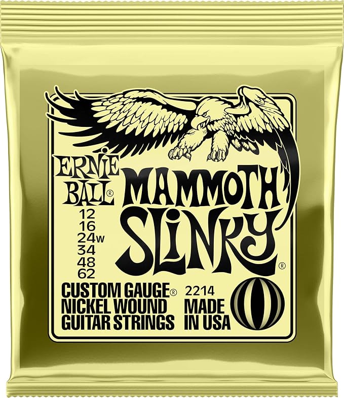 Ernie Ball Mammoth Slinky Nickel Wound Electric Guitar Strings, 12-62 Gauge (P02214)