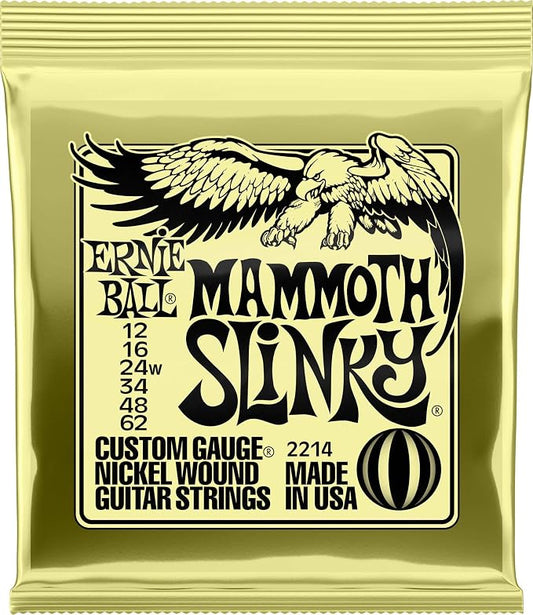 Ernie Ball Mammoth Slinky Nickel Wound Electric Guitar Strings, 12-62 Gauge (P02214)
