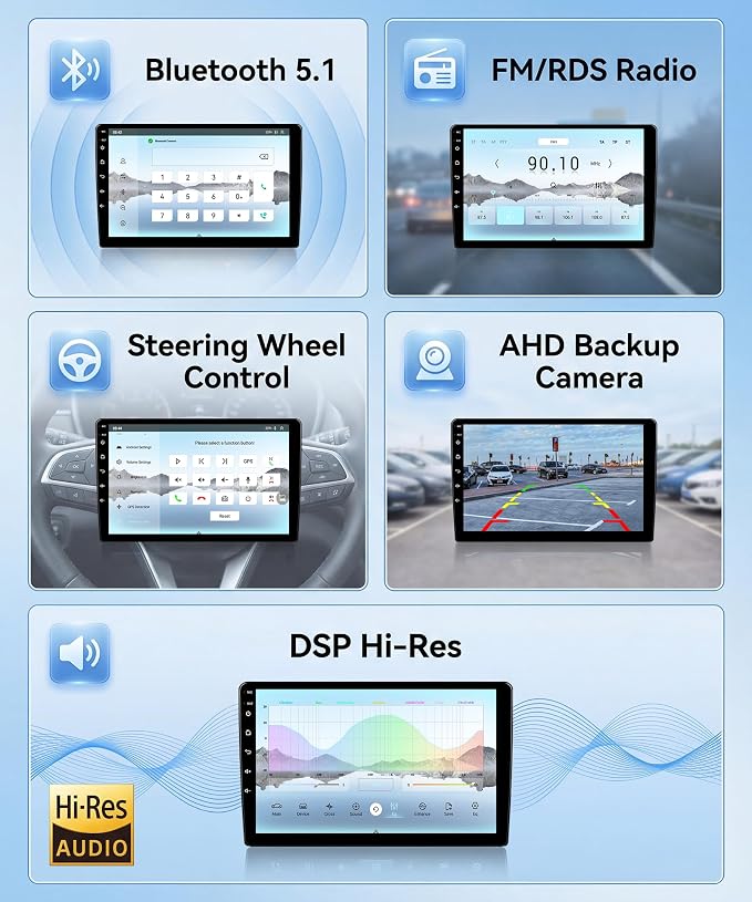 8-Core 4G+64G Car Stereo for Honda Civic 2001-2005, 9-Inch 1280P QLED Touchscreen Car Radio with 5G WiFi Wireless Carplay Android Auto DSP Bluetooth5.1 GPS Navi SWC Backup Camera