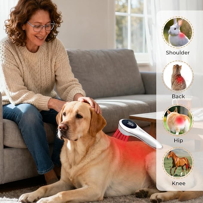 Handheld Home Cold Laser Therapy Device for Dogs and Pets, Vet Infrared Red Light Treament Machine with 808nm & 650n, LLLT Physiotherapy Equipment Portable, Animals Teddy Chihuahua Puppy Cat Horse