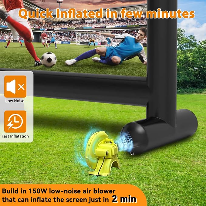 Estgora 14FT Inflatable Movie Screen Outdoor, Blow Up Projector Screen, Inflatable Movie Screen with Air Blower Front & Rear Projection Screens for Outdoor Movie Night Backyard Pool Fun