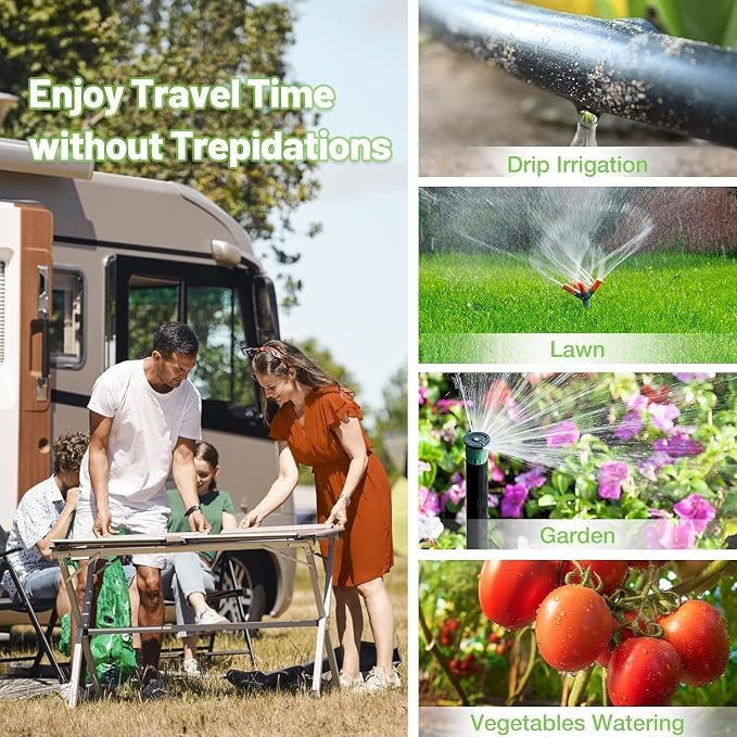 Smart Garden Water Hose Timer with 2 Outlet, Automatic Irrigation System Controller Sprinkler Timer for Lawns and Yard, Compatible with Alexa