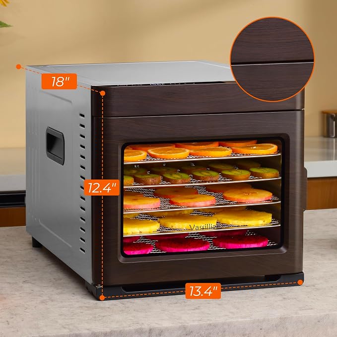 Large Food Dehydrator, 700W, with Large 6 Trays (6.5 ft²) Drying Space, High-efficiency Drying, Digital Temp 86–167°F & 48H Timer, Dishwasher-Safe 304 Trays, Easy to Use for Jerky, Fruit, Herbs