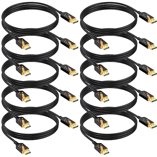 4K DisplayPort to HDMI Cables 10-Pack, 6FT DP to HDMI Cable Adapter Male to Male Gold-Plated, Supports UHD Video and Audio for Computer, Monitor, HDTV, Projector-(Not-Bidirectional)