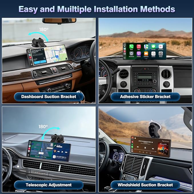 Carplay Screen for Car, 10.26'' Upgrade Wireless CarPlay & Android Auto Car Play Screen with OTA Updates,1080P Backup Cam (with a Cam Bracket), GPS Navigation, Voice Control for All Vehicles