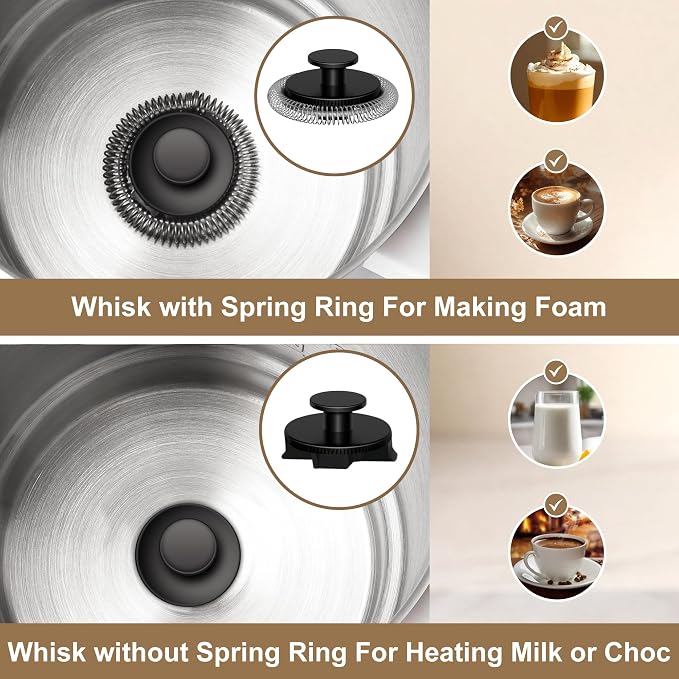 Milk Frother, 16.9 OZ Milk Frother and Steamer, 4 in 1 Electric Milk Frother Dishwasher Safe Durable Silent Frother for Coffee Hot and Cold Foam Maker (White Stainless)