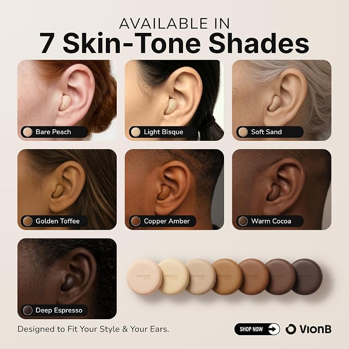 Air Skin Tones Invisible Earbuds for Small Ears - Wireless Bluetooth 5.4, Skin-Matching Mini Stemless Ear Buds, IPX5 Waterproof, ENC Noise Cancelling (Light Bisque)