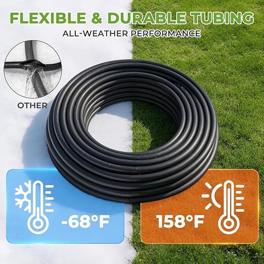 HIRALIY 82FT Drip Irrigation Kit with 2-Zone Garden Water Timer, Automatic Garden Watering System with Quick-Connect Drippers, Rechargeable Irrigation Timer Kit for Raised Beds, Patio, Greenhouse