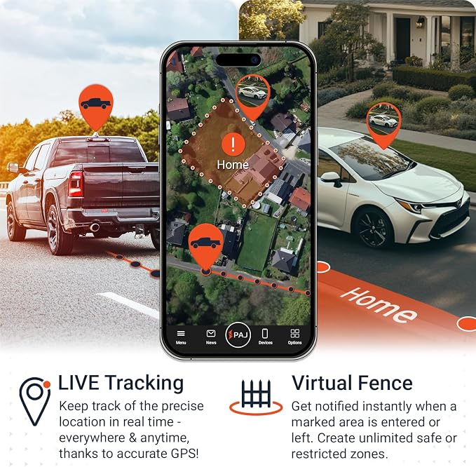PAJ GPS USB GPS Tracker 4G – Mini Vehicle Tracker for Cars & Trucks – Direct 12V Connection via Cigarette Lighter Port, Built-in SOS Button – Worldwide Real-Time Tracking via App