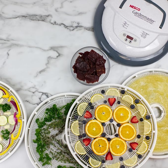 NESCO FD‑1040 Gardenmaster Digital Pro 4 Tray Food Dehydrator for Home Food Preservation, White Electric Dehydrator with Expandable Tray Capacity