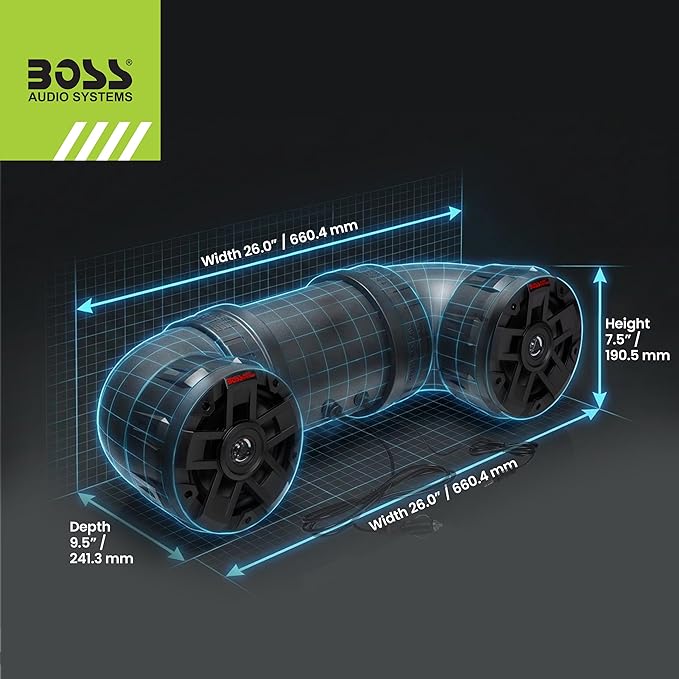 BOSS Audio Systems ATV6.5B ATV UTV Weatherproof Sound System - 6.5 Inch Speakers, 1.5 Inch Tweeters, Built-in Amplifier, Bluetooth, Easy Installation for 12V Vehicles