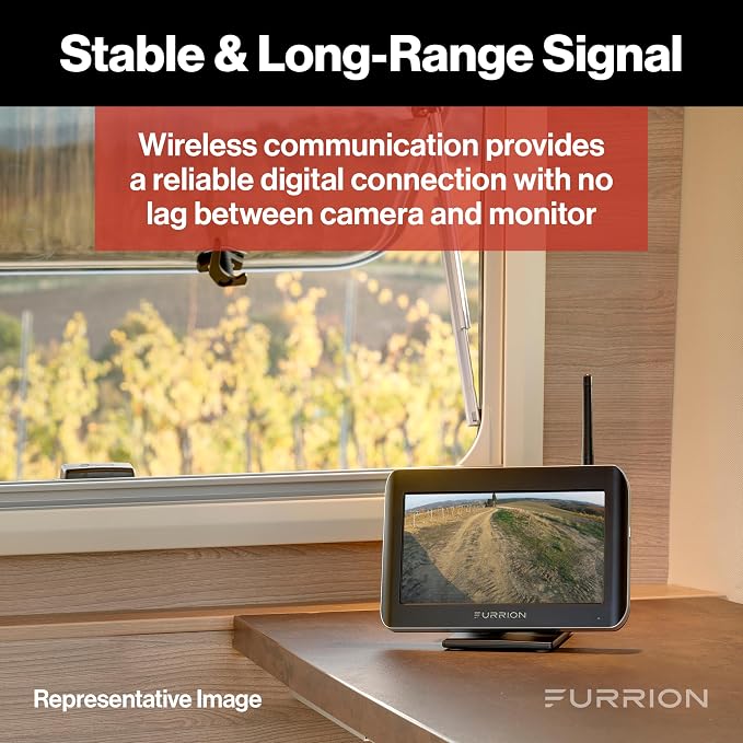 Furrion Vision S Wireless RV Backup Camera System with 4.3-Inch Monitor, 1 Rear Sharkfin, Infrared Night Vision, Wide-Angle View, Hi-Res, IP65 Waterproof, Microphone - FOS43TASF (Pack of 8)