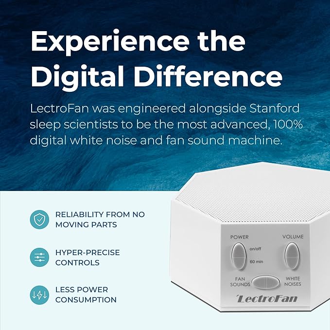 Adaptive Sound Technologies LectroFan Classic - Soothing Sound Machine for Sleep - Built-in Sleep Timer - Compact Design - Non-Looping Sounds - Speech Privacy - White