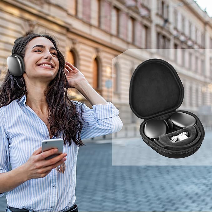 co2CREA Hard Case with Sleep Mode Replacement for Apple AirPods Max 2 / AirPods Max Wireless Over-Ear Headphones (Black Case)