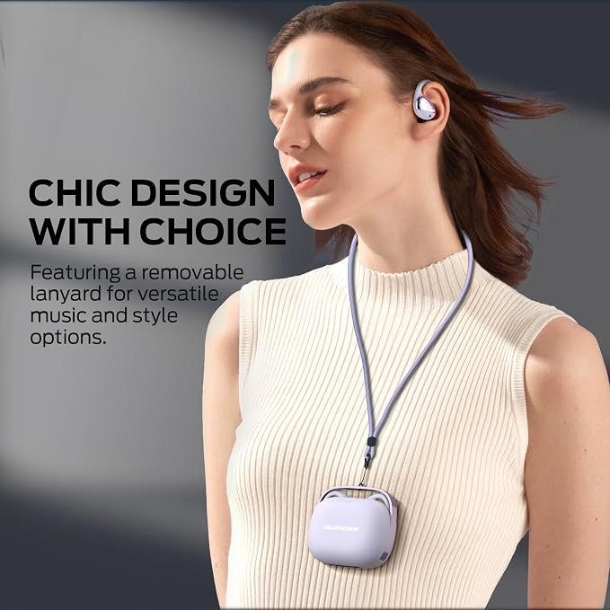 Monster Open Ear AC520 Headphones, Bluetooth 6.0 Wireless Earbuds with HiFi Sound, Open Ear Earbuds with 24H Playtime, Unique Handbag Design, ENC Clear Call, IPX6 Resistance（Purple）