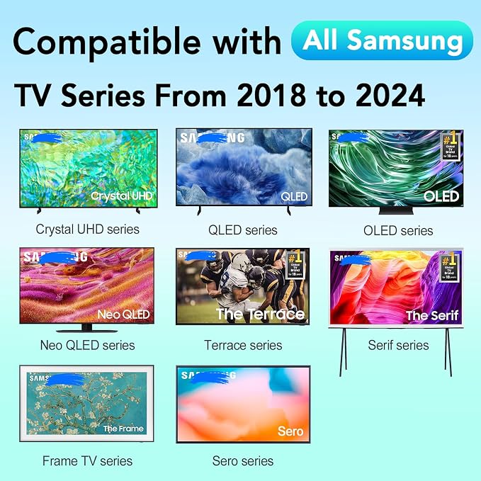 BN59-01385A Replacement Universal Remote for Samsung TV Remotes Control Compatible with All Samsung LED QD Neo QLED 4K 8K HDR Smart TVs from 2018 to 2024, with 4 Shortcut Buttons No Voice Function