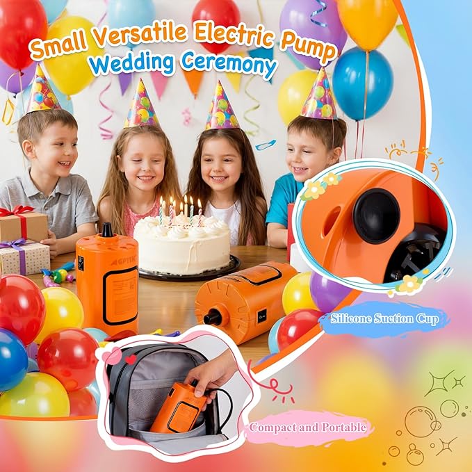 AGPTEK Electric Air Pump with 8 Versatile Nozzles, Portable Fast Fill Air Mattress Pump for Inflatables, High Pressure Quick Inflator for Balloon, Pool Floats, Kayak, Vacuum Storage Bag