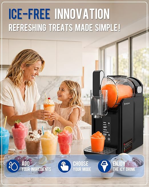 88oz Slushie Machine for Home with No Ice Needed, 5 Preset Programs, Self-Cleaning Function, Quiet Operation, Perfect for Making Frozen Margaritas, Milkshakes, Smoothies, Frappes,Black