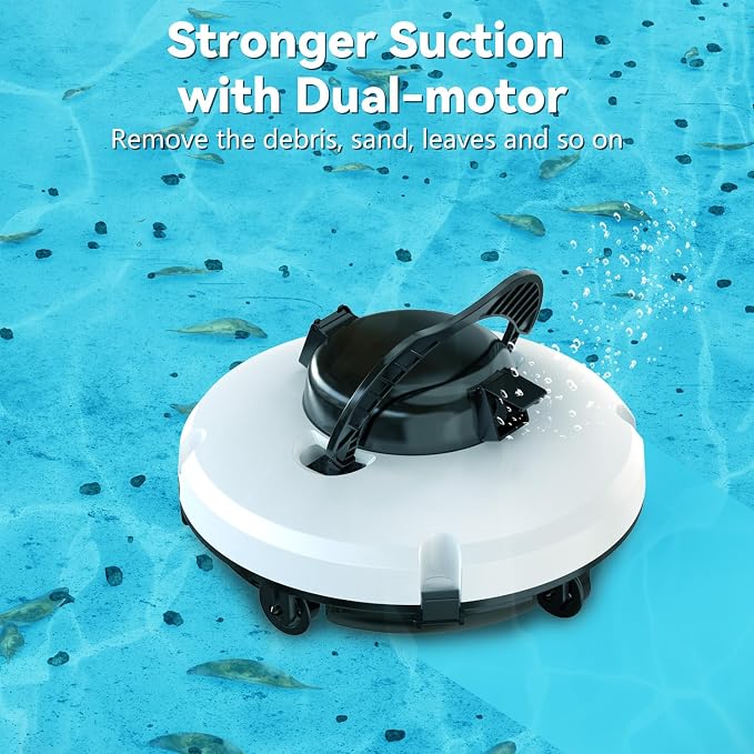 Upgrade Robot Pool Vacuum for Above Ground Pool, Cordless Robotic Pool Cleaner Dual Motors, 120 Mins Runtime, Auto-Dock, Automatic Pool Vacuum Cleaner for In-Ground Flat Pools Up to 1000 Sq.Ft
