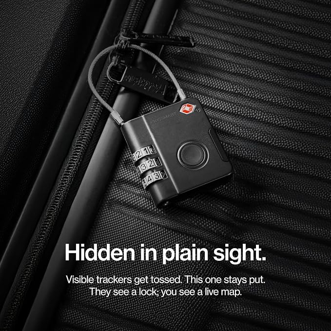 KeySmart SmartLock Tracking Luggage Locks, TSA Locks for Luggage, GPS Tracker, Combination Lock Compatible with Apple Find My App, Best Travel Essentials, Replaceable Non-Rechargeable Battery (5 Pack)