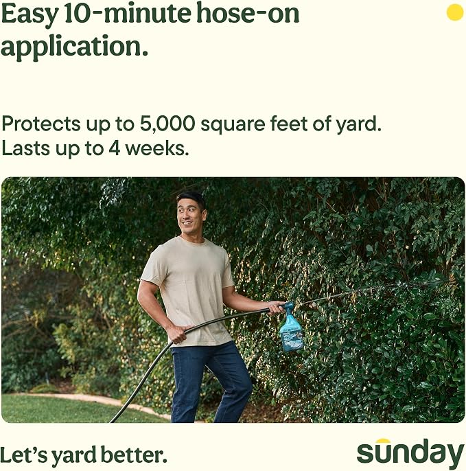 Sunday Mosquito Deleto - Mosquito Repellent & Bug Control Spray - Concentrated Lemongrass & Cedar Oils -for Mosquitoes, Fleas, & Ticks- Lasts up to 4 Weeks - Hose-On Sprayer, 32 Fl Oz, 2-Pack