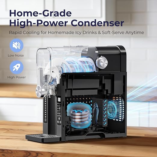 Slushie Machine, No Ice Needed Slushy Maker for Home, Real-Time Temp Display, Frozen Drink Maker with 6 Preset Programs for Ice Cream, Frappés, Milk Shake and More, Slate, 1 Pack+6Modes