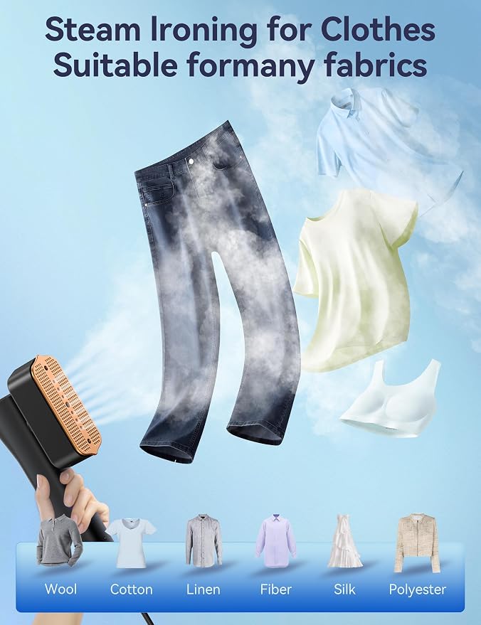 Steamer for Clothes,Sundu Portable 2-in-1 Travel Steamer&Iron,15s Fast Heat-up,100ml Water Tank,Ironing Gloves,25 Min Powerful Continuous Steam,1000W&4 Modes Light Steam Iron for Travel&Home(Black