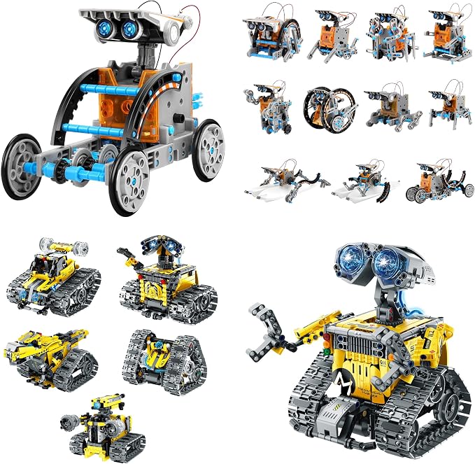 Bundle - 2 Items: Sillbird Solar Robot Toys & Robot Building Kit with Remote Control for Boys Ages 8-14, Christmas STEM Robotics Technic Toy, Coding Gift for Kids