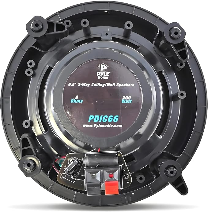 Pyle 6.5” 2-Way Midbass Speakers - Pair of In-Wall/In-Ceiling Woofer Speaker System 1/2'' High Compliance Polymer Tweeter Flush Mount Design w/ 60Hz - 20kHz Frequency Response 200 Watts Peak - PDIC66