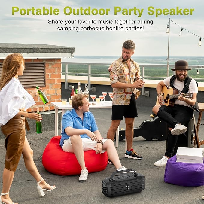 TOMPROAD Bluetooth Speaker 120W Peak 80W Portable Wireless Hi-Fi Loud Outdoor IPX6 Waterproof Big Party Speakers with Deep Bass, TWS Pairing, DSP Sound Boombox for Home Camping Beach