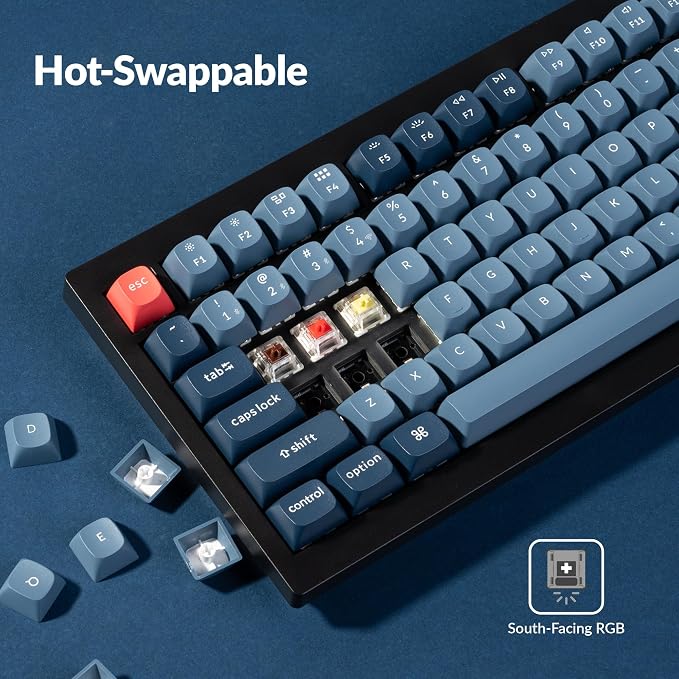 Keychron V1 Max 75% RGB Custom Mechanical Keyboard, 2.4Ghz/Bluetooth 5.1/Wired QMK/VIA Programmable Macro, Hot-Swappable Gateron Jupiter Brown Switch Gasket Mount for Mac Windows Linux