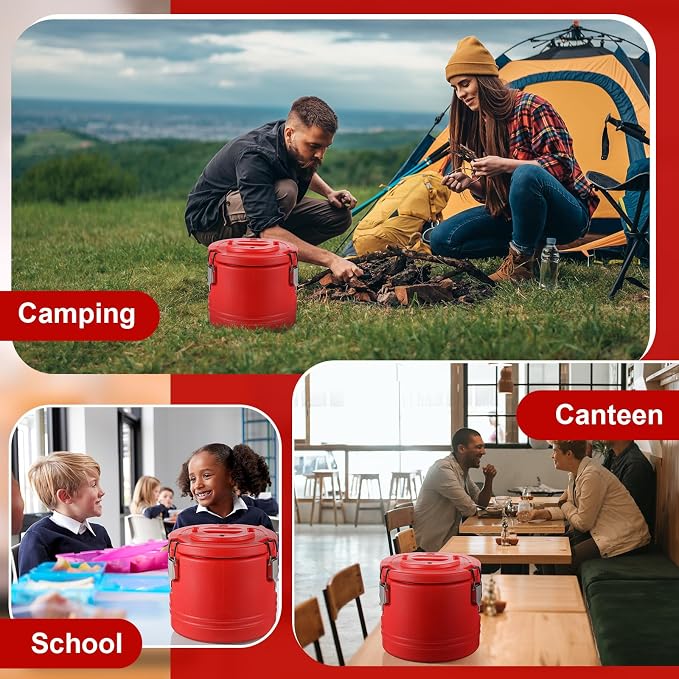 Jinei Food Warmer Hot or cooler Insulated Food Container Carrier with Spoon, Portable Commercial Soup Box for Restaurant Canteen Home Party Lunch(42qt)