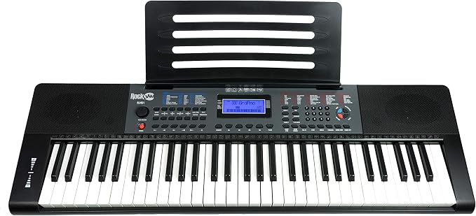 RockJam 61 Key Keyboard Piano with Pitch Bend, Power Supply, Sheet Music Stand, Piano Note Stickers & Simply Piano Lessons