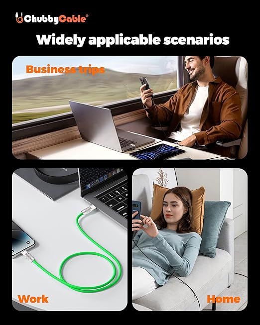 chubbycable Couple Chubby 2 Pack 240W USB C Cable Extra Thick Silicone Fast Charging Cable Compatible with iPhone 17-15 Series iPad Galaxy Series, Black+Gray, Type-C to Type-C, 6.6FT