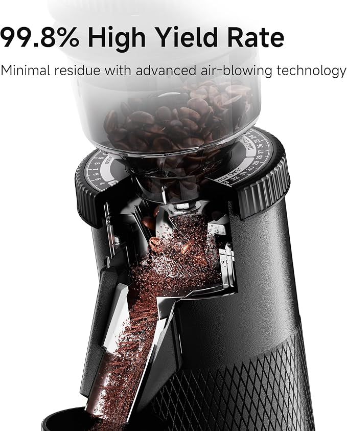 HIBREW G5 Coffee Grinder, Single Dose Burr Coffee Grinder, Electric Coffee Grinder with Magnetic Dosing Cup, Conical Coffee Bean Grinder with 36 Step Micro Grind Settings, Dual-Speed Adjustment, Black