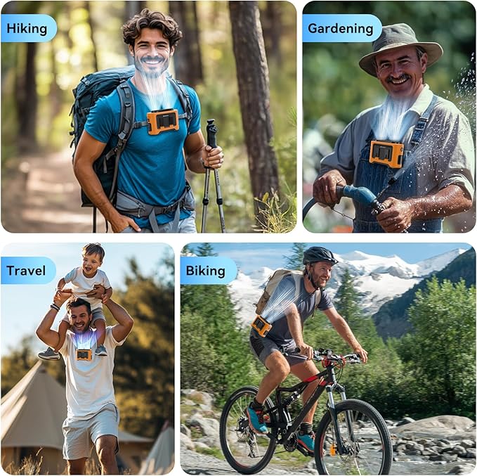 14500mAh Portable Waist Fan, Gifts for Husband Dad Him Men, Shirt Wearable Belt Clip on Fan for Blue Collar Outdoor Worker, Rechargeable Full Body Cooling, Fishing Hiking Camping Essentials 2026